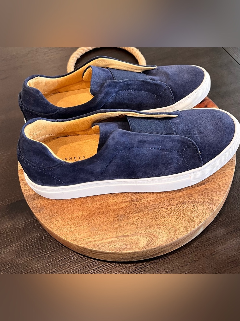 Barney’s New York Navy Suede Slip-On Sneakers Size Men’s 6 / Women’s 7.5–8